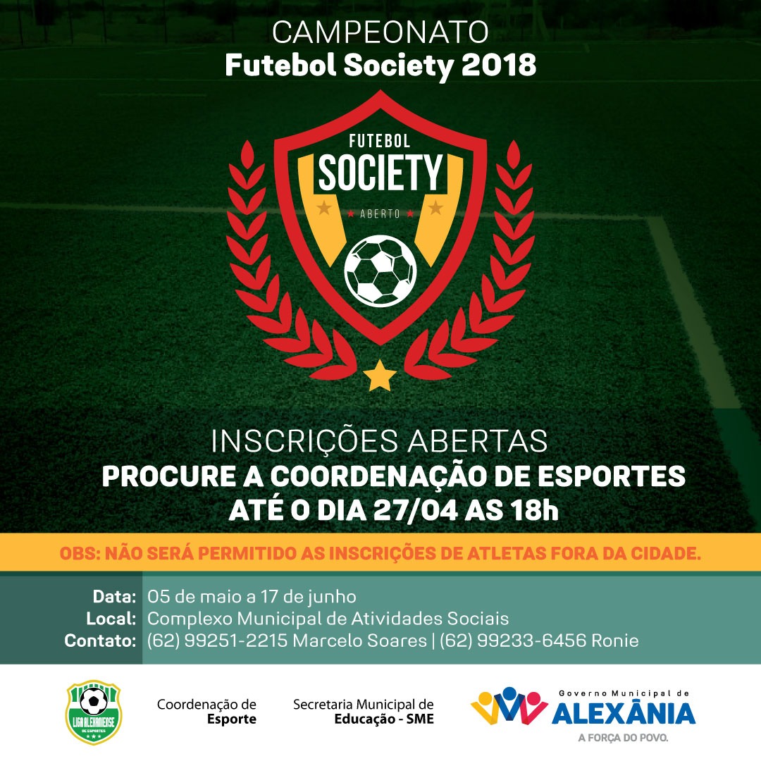 1º Campeonato Aberto e Master de Futebol Society 2018